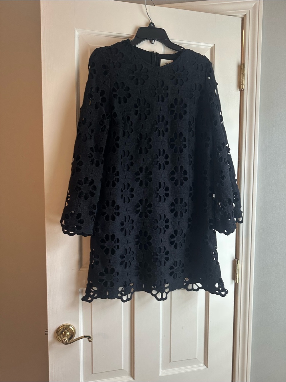 Tuckernuck Black Long-Sleeve Floral Cutout Shift Dress